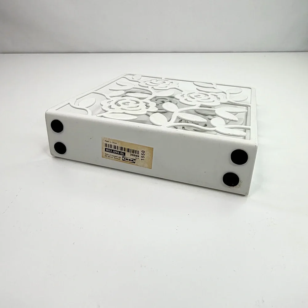 IKEA White Floral Metal LIKSIDIG Envelope Napkin Holder